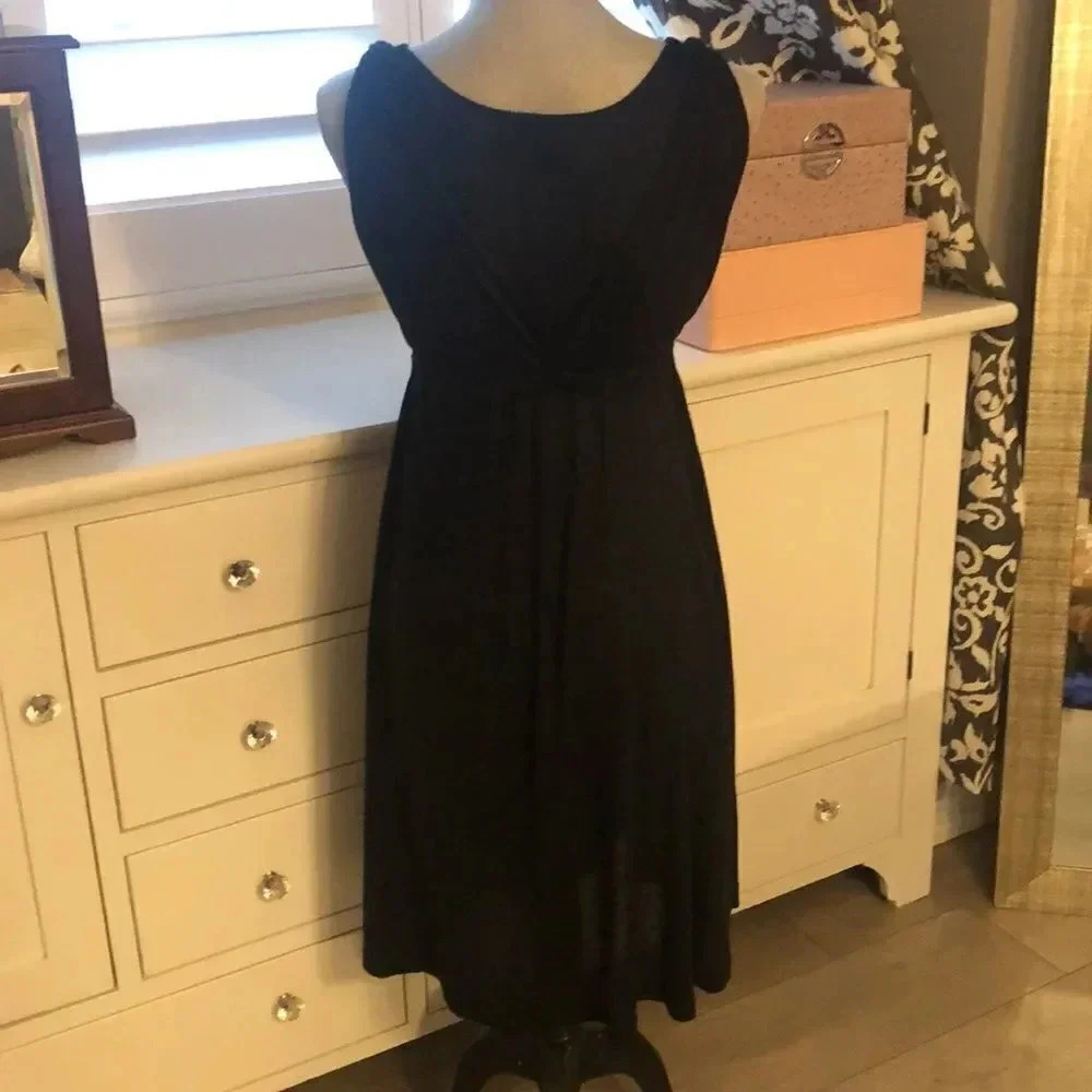 BCBG Sleeveless Dress Beaded Neckline String Waist, Size XS - Picture 6 of 8